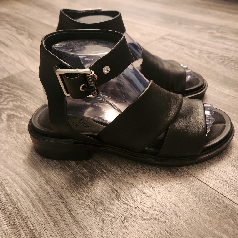 Rag and Bone Black Leather Slayton Womens Strappy Sandal 8.5 EU 39